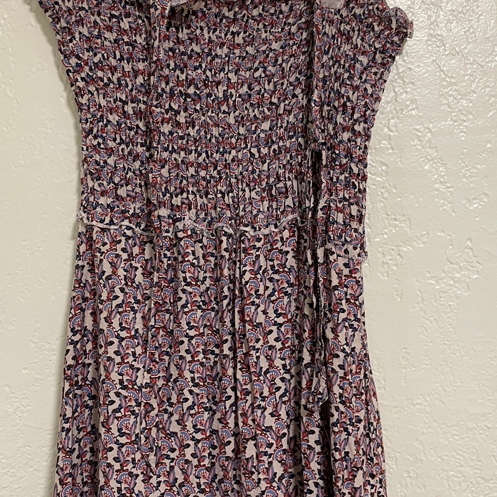 THML Navy, White & Rust Floral Smocked Tie-Shoulder Maxi Dress - Picture 5 of 8